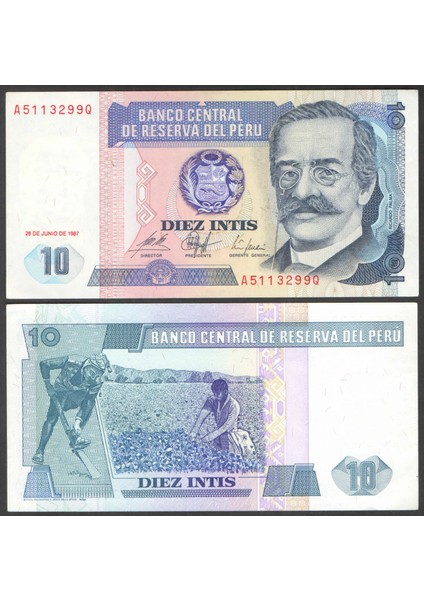 Peru 10-500 Intıs 1987 "çil" 2 Li Set , Eski Yabancı Kağıt Para fiyatları