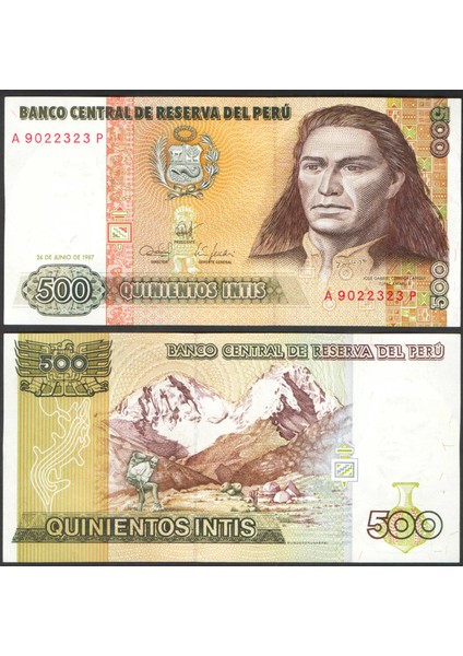 Peru 10-500 Intıs 1987 "çil" 2 Li Set , Eski Yabancı Kağıt Para modelleri