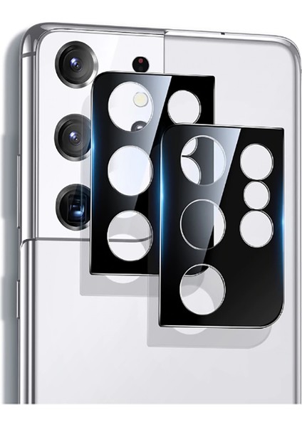 Samsung Galaxy S21 Ultra 3D Kamera Lens Koruyucu Temperli Cam Çerçeve