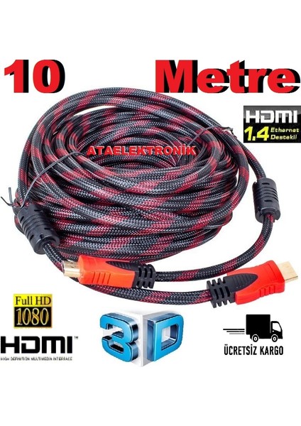 10 Metre Sargılı HDMI Kablo Full Hd 2160P Kaliteli Sargılı 10MT