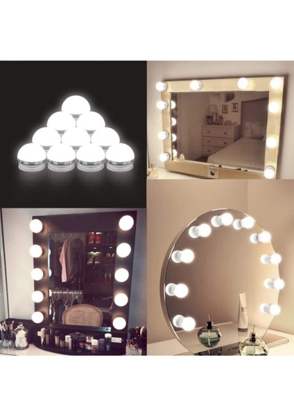 Dekoratif Banyo Aynası Aydınlatma 10 Lu Makyaj Masası Hollywood Tarzı LED Lamba