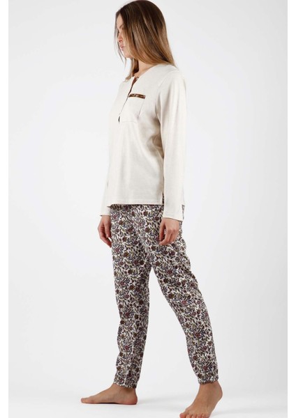 56154 Bej Pijama Takımı