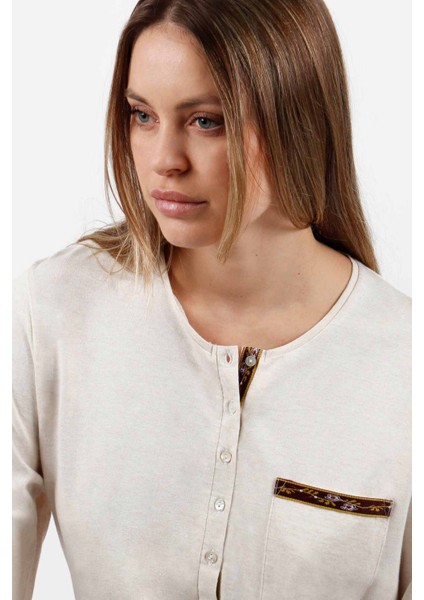 56154 Bej Pijama Takımı