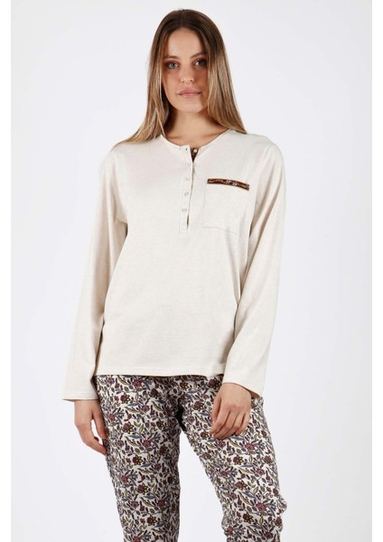 56154 Bej Pijama Takımı