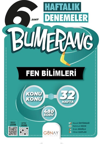 Günay Yayınları 6. Sınıf Bumerang 32 Haftalık Fen Bilimleri Denemesi