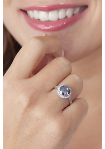 Mistik Topaz Modern Gümüş Yüzük Model