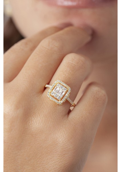 Baget Taşlı Modern Gümüş Yüzük