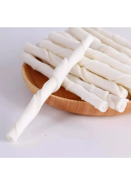 Naturel Sütlü Beyaz Burgu Stick 12CM 10'lu Paket Tüm Irk ve Boydaki Köpekler Için