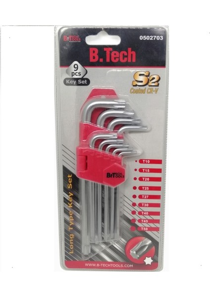 B-Tech 502703 9 'lu Torx Allen Anahtar Seti