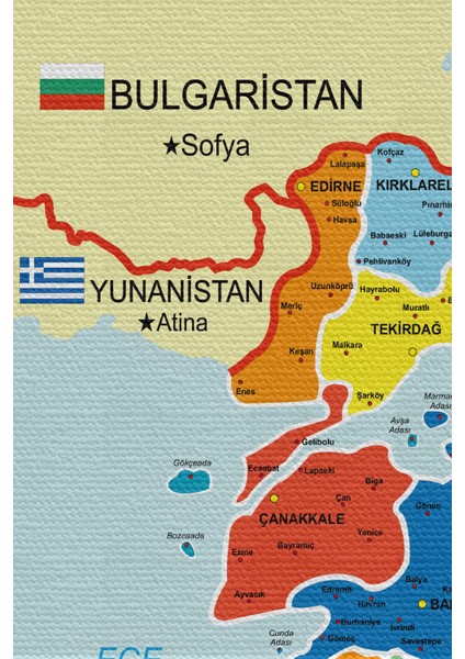 Duvar Örtüsü Detaylı Güncel Türkiye Haritası Kaliteli Kanvas Duvar Halısı
