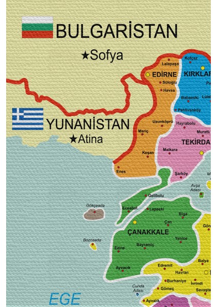 Duvar Örtüsü Detaylı Güncel Türkiye Haritası Kaliteli Kanvas Duvar Halısı