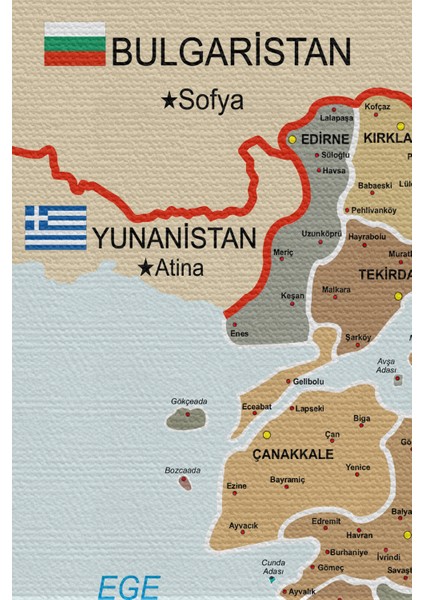 Duvar Örtüsü Detaylı Güncel Türkiye Haritası Kaliteli Kanvas Duvar Halısı