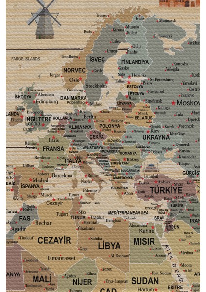 Duvar Örtüsü / Halısı Güncel Türkçe Dünya Haritası Ahşap Görünümlü fiyatları