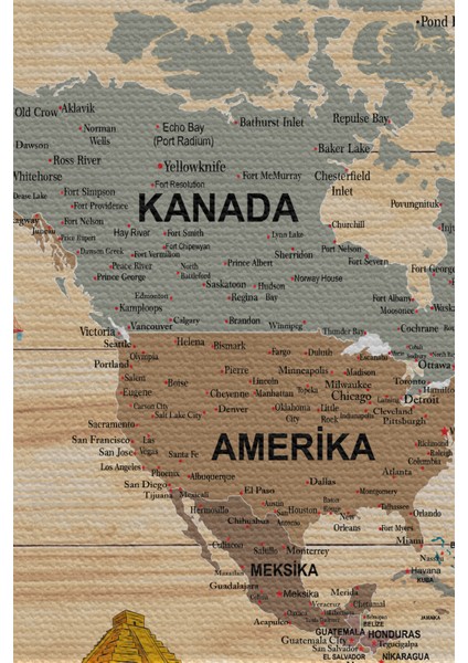 Duvar Örtüsü / Halısı Güncel Türkçe Dünya Haritası Ahşap Görünümlü fırsatları