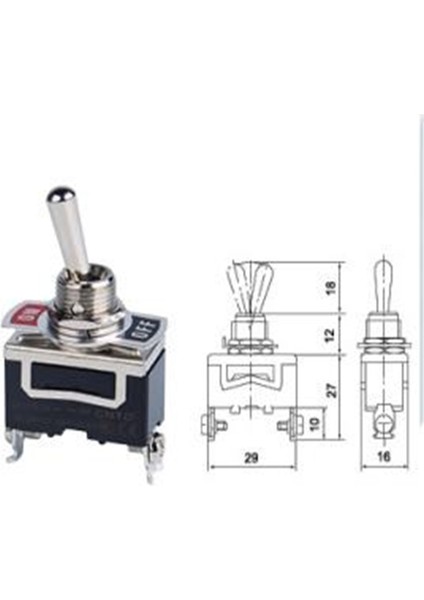C511B On-Off Toggle Swich 2 Alıcılı Geçiş Anahtarı 15A 250V Açma -Kapama