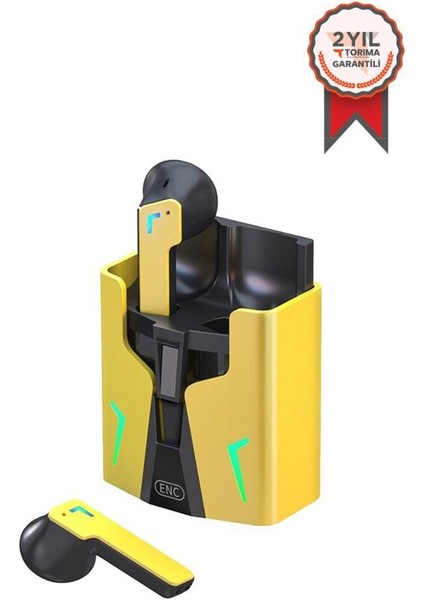 Kingkong Bt5.2 Tws Kulakiçi Çift Modlu Enc Dokunmatik Kontrollü Kablosuz Bluetooth Oyun Kulaklığı Sarı