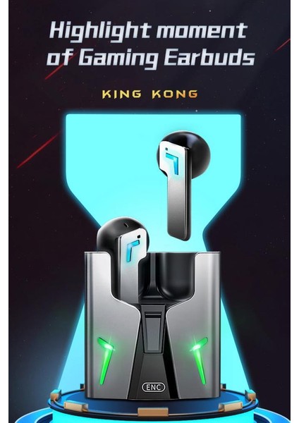 Kingkong Bt5.2 Tws Kulakiçi Çift Modlu Enc Dokunmatik Kontrollü Kablosuz Bluetooth Oyun Kulaklığı Sarı