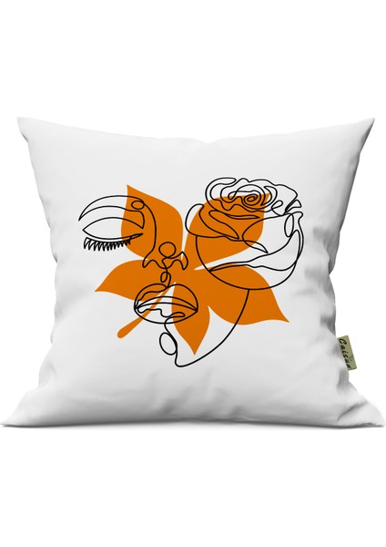 Sonbahar Kadını Desenli Çift Yön Dijital Baskılı Içi Dolgulu Dekoratif Yastık Kırlent 36X36 Cm