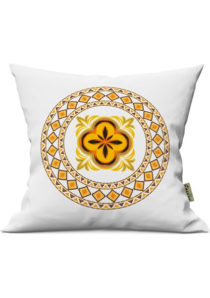 Etnik Motif Desenli Çift Yön Dijital Baskılı Içi Dolgulu Dekoratif Yastık Kırlent 36X36 Cm