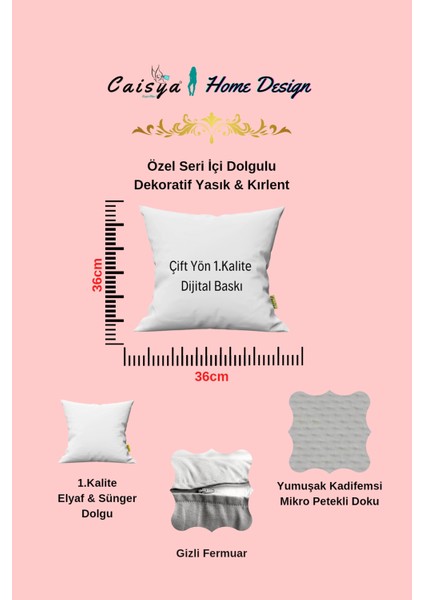 Karakalem At Desenli Çift Yön Dijital Baskılı Içi Dolgulu Dekoratif Yastık Kırlent 36X36 Cm