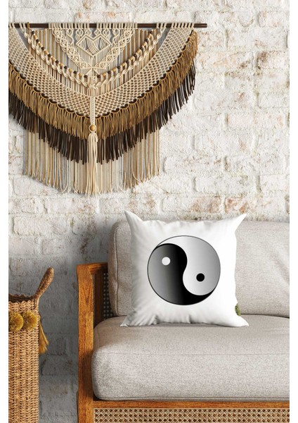 Ying Yang Desenli Çift Yön Dijital Baskılı Içi Dolgulu Dekoratif Yastık Kırlent 36X36 Cm fiyatları