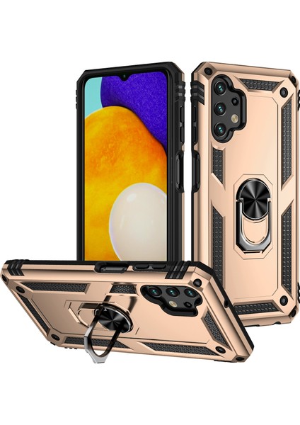 Samsung Galaxy A13 4g Için Çift Katmanlı I Kapaklı Yüzüklü Arkası Standlı Kılıf (Yurt Dışından)