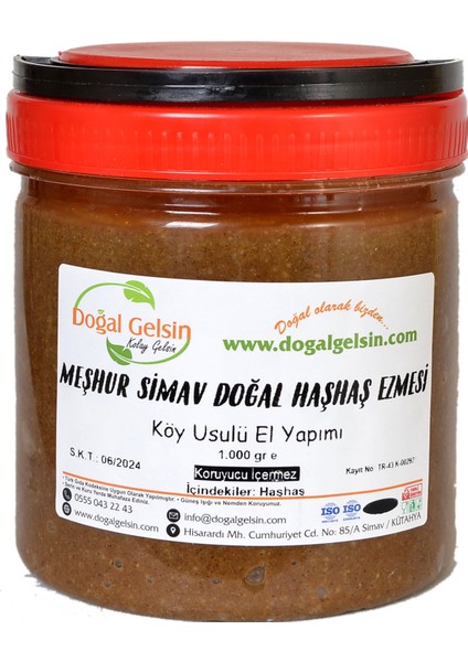 Doğal Gelsin Kolay Gelsin Meşhur Simav Haşhaş Ezmesi - 1.000 gr