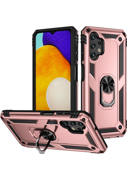 Samsung Galaxy A13 4g Için Çift Katmanlı I Kapaklı Yüzüklü Arkası Standlı Kılıf (Yurt Dışından)