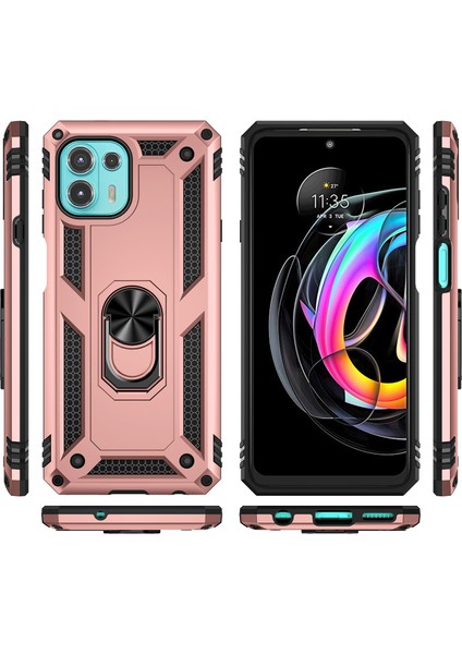 Motorola Edge 20 Lite Için Çift Katmanlı I Kapaklı Yüzüklü Arkası Standlı Kılıf (Yurt Dışından) fiyatları