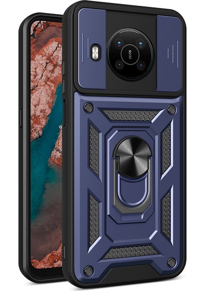 Nokia X100 Için Kaydırmalı Kamera Kapaklı ve Halka Tutucu Standlı Sağlam Zırh Koruma Çantası Kılıf (Yurt Dışından)