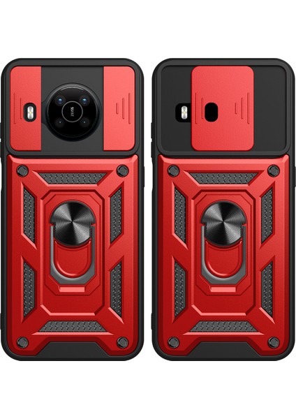 Nokia X100 Için Kaydırmalı Kamera Kapaklı ve Halka Tutucu Standlı Sağlam Zırh Koruma Çantası Kılıf (Yurt Dışından) fiyatları