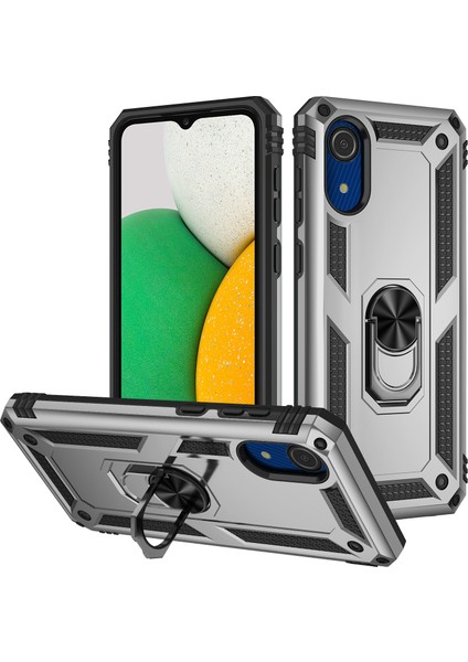 Samsung Galaxy A03 Core Için Çift Katmanlı I Kapaklı Yüzüklü Arkası Standlı Kılıf (Yurt Dışından)