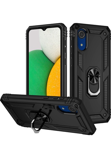 Samsung Galaxy A03 Core Için Çift Katmanlı I Kapaklı Yüzüklü Arkası Standlı Kılıf (Yurt Dışından)
