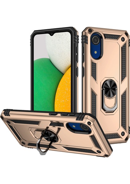 Samsung Galaxy A03 Core Için Çift Katmanlı I Kapaklı Yüzüklü Arkası Standlı Kılıf (Yurt Dışından)