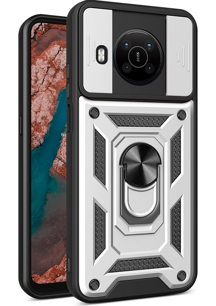 Nokia X100 Için Kaydırmalı Kamera Kapaklı ve Halka Tutucu Standlı Sağlam Zırh Koruma Çantası Kılıf (Yurt Dışından)