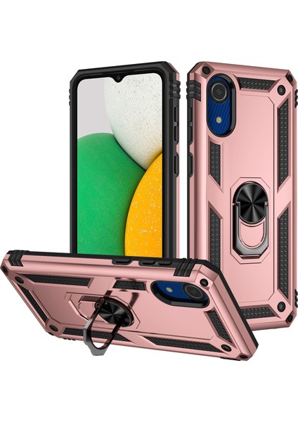 Samsung Galaxy A03 Core Için Çift Katmanlı I Kapaklı Yüzüklü Arkası Standlı Kılıf (Yurt Dışından)