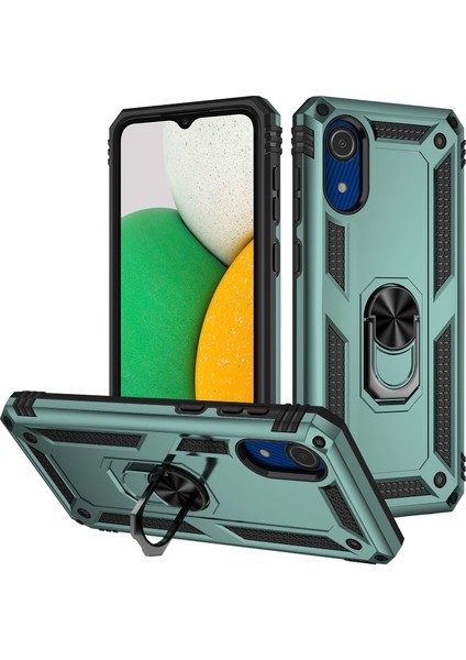 Samsung Galaxy A03 Core Için Çift Katmanlı I Kapaklı Yüzüklü Arkası Standlı Kılıf (Yurt Dışından)