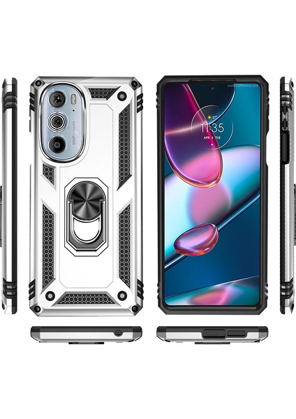 Motorola Edge 30 Pro Için Çift Katmanlı I Kapaklı Yüzüklü Arkası Standlı Kılıf (Yurt Dışından) fiyatları