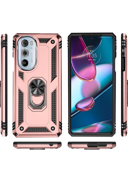 Motorola Edge 30 Pro Için Çift Katmanlı I Kapaklı Yüzüklü Arkası Standlı Kılıf (Yurt Dışından) fiyatları