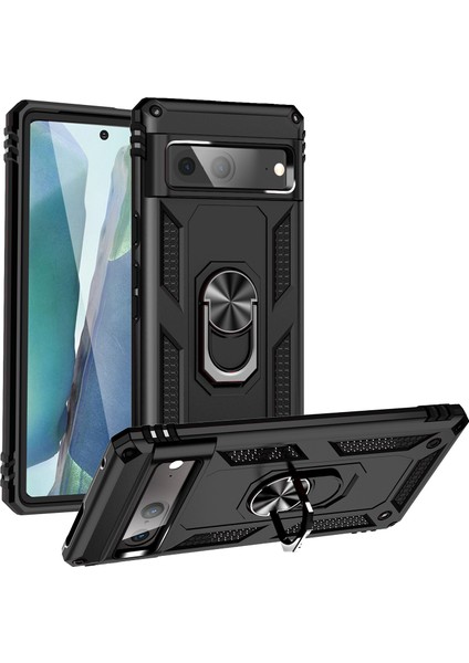 Google Pixel 7 Için Çift Katmanlı I Kapaklı Yüzüklü Arkası Standlı Kılıf (Yurt Dışından)