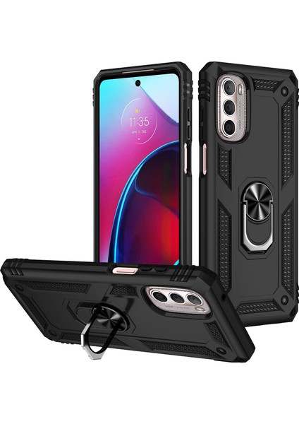 Motorola Moto G Stylus 2022 Için Çift Katmanlı I Kapaklı Yüzüklü Arkası Standlı Kılıf (Yurt Dışından)