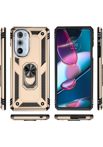 Motorola Edge 30 Pro Için Çift Katmanlı I Kapaklı Yüzüklü Arkası Standlı Kılıf (Yurt Dışından) fiyatları