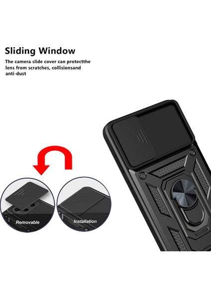 Samsung Galaxy A03 Core Için Kaydırmalı Kamera Kapaklı ve Halka Tutucu Standlı Sağlam Zırh Koruma Çantası Kılıf (Yurt Dışından) fiyatları