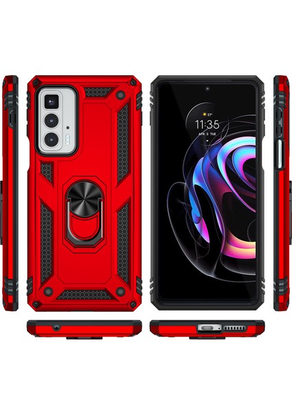 Motorola Edge 20 Pro Için Çift Katmanlı I Kapaklı Yüzüklü Arkası Standlı Kılıf (Yurt Dışından) fiyatları