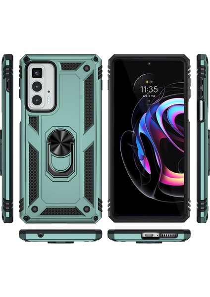 Motorola Edge 20 Pro Için Çift Katmanlı I Kapaklı Yüzüklü Arkası Standlı Kılıf (Yurt Dışından) fiyatları