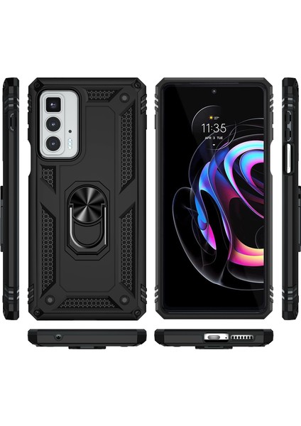 Motorola Edge 20 Pro Için Çift Katmanlı I Kapaklı Yüzüklü Arkası Standlı Kılıf (Yurt Dışından) fiyatları