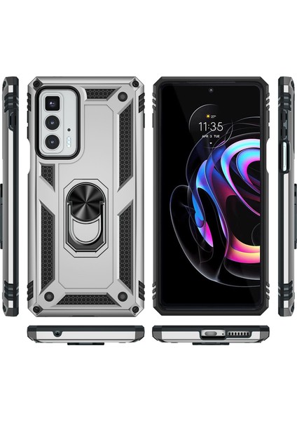 Motorola Edge 20 Pro Için Çift Katmanlı I Kapaklı Yüzüklü Arkası Standlı Kılıf (Yurt Dışından) fiyatları