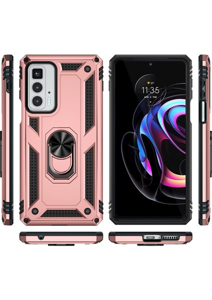 Motorola Edge 20 Pro Için Çift Katmanlı I Kapaklı Yüzüklü Arkası Standlı Kılıf (Yurt Dışından) fiyatları