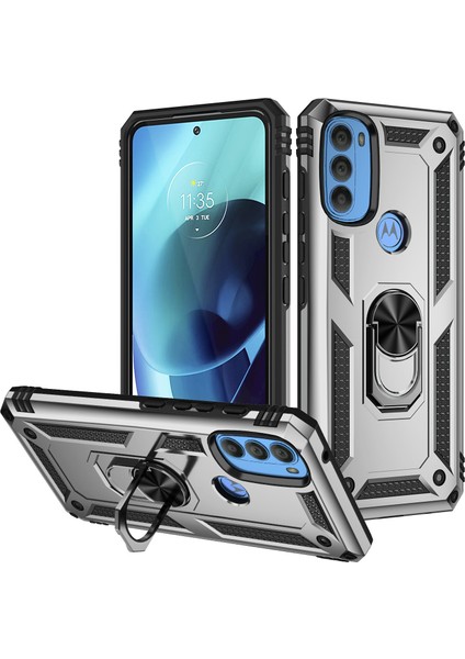 Motorola Moto G71 5g Için Çift Katmanlı I Kapaklı Yüzüklü Arkası Standlı Kılıf (Yurt Dışından)