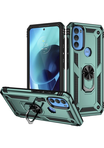 Motorola Moto G71 5g Için Çift Katmanlı I Kapaklı Yüzüklü Arkası Standlı Kılıf (Yurt Dışından)